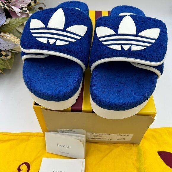 Men’s Gucci, X Adidas, GG monogram sandals size 11 made in Italy - Picture 3 of 8